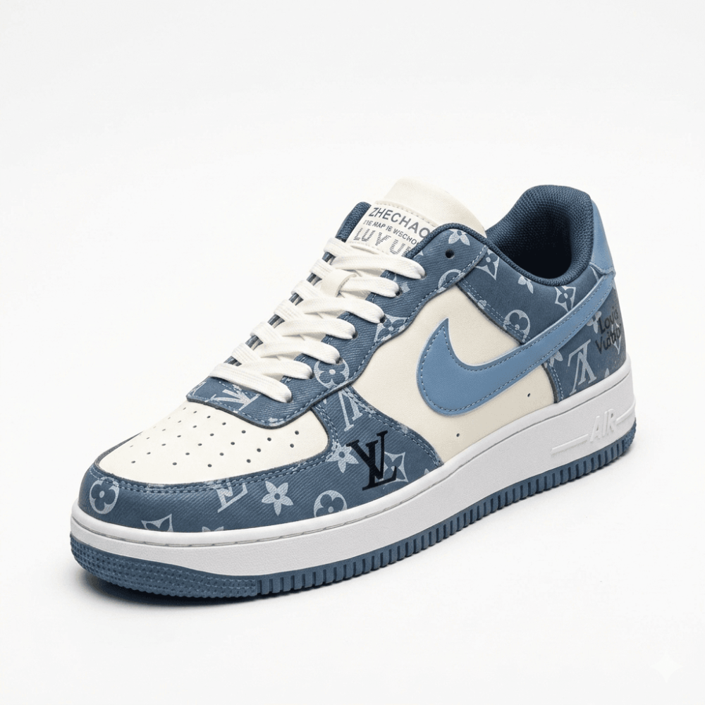 Men's Classic White Navy Court Sneakers - Image 2