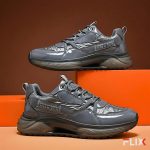 Men's Glossy Grey Trendy Sneakers - Image 3