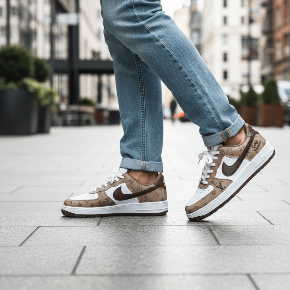 Men's Premium White Brown Sneakers - Image 2