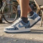 Men's Classic White Navy Court Sneakers - Image 4