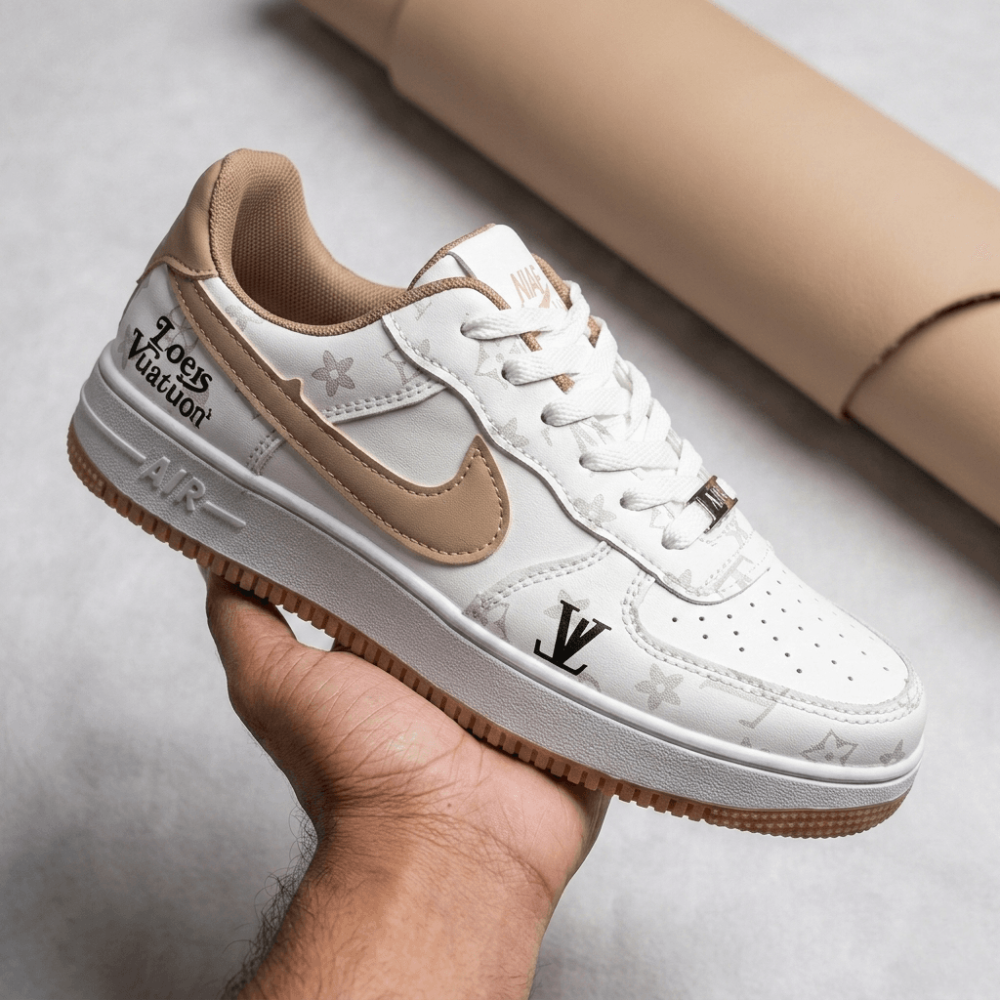 Men's Premium White Beige Luxury Sneakers - Image 2