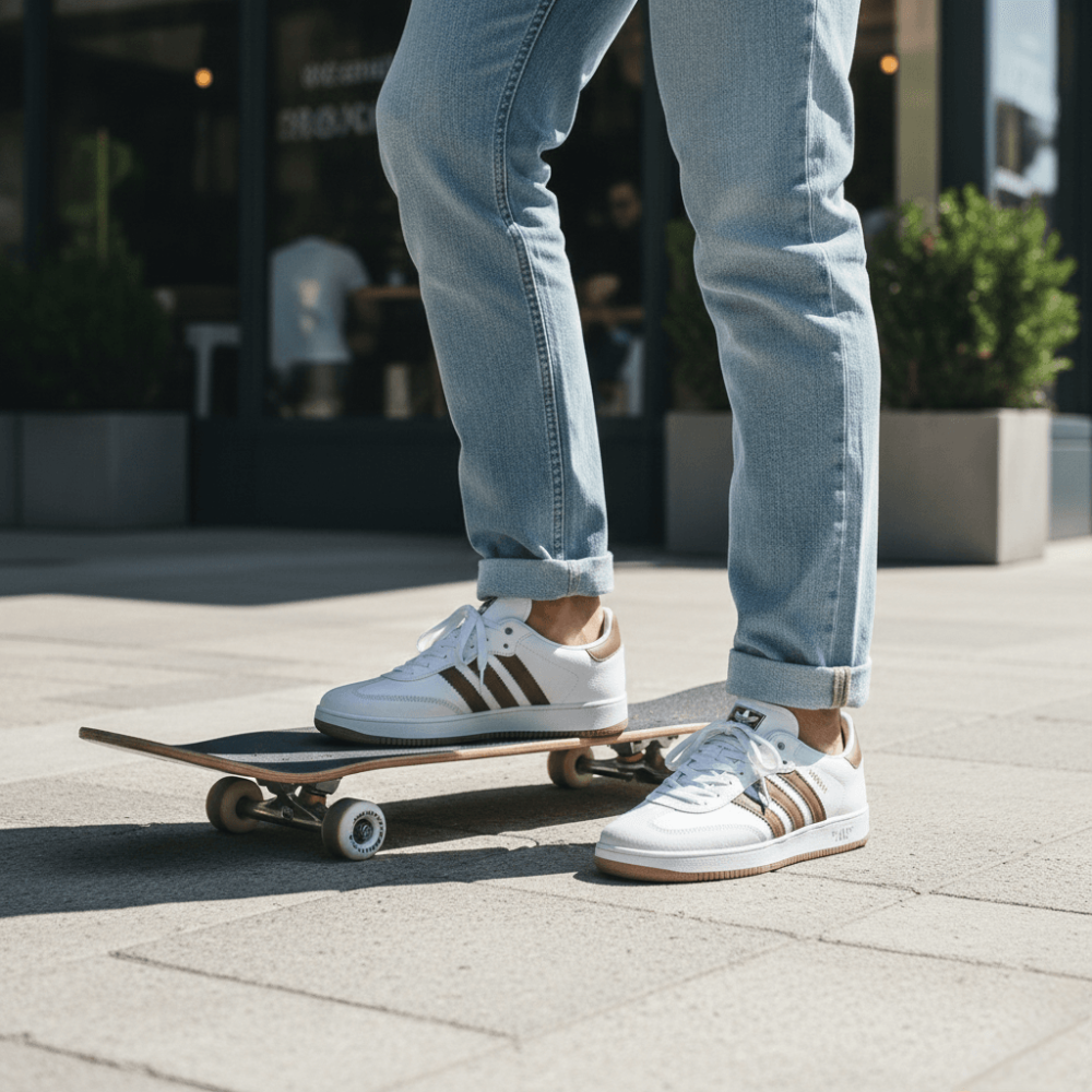 Men's Classic White Brown Court Sneakers - Image 4
