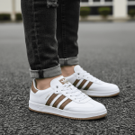 Men's Classic White Brown Court Sneakers - Image 3