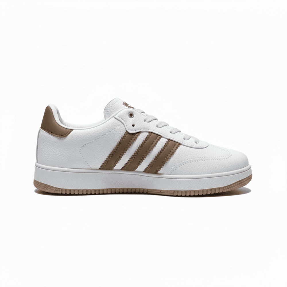 Men's Classic White Brown Court Sneakers - Image 2