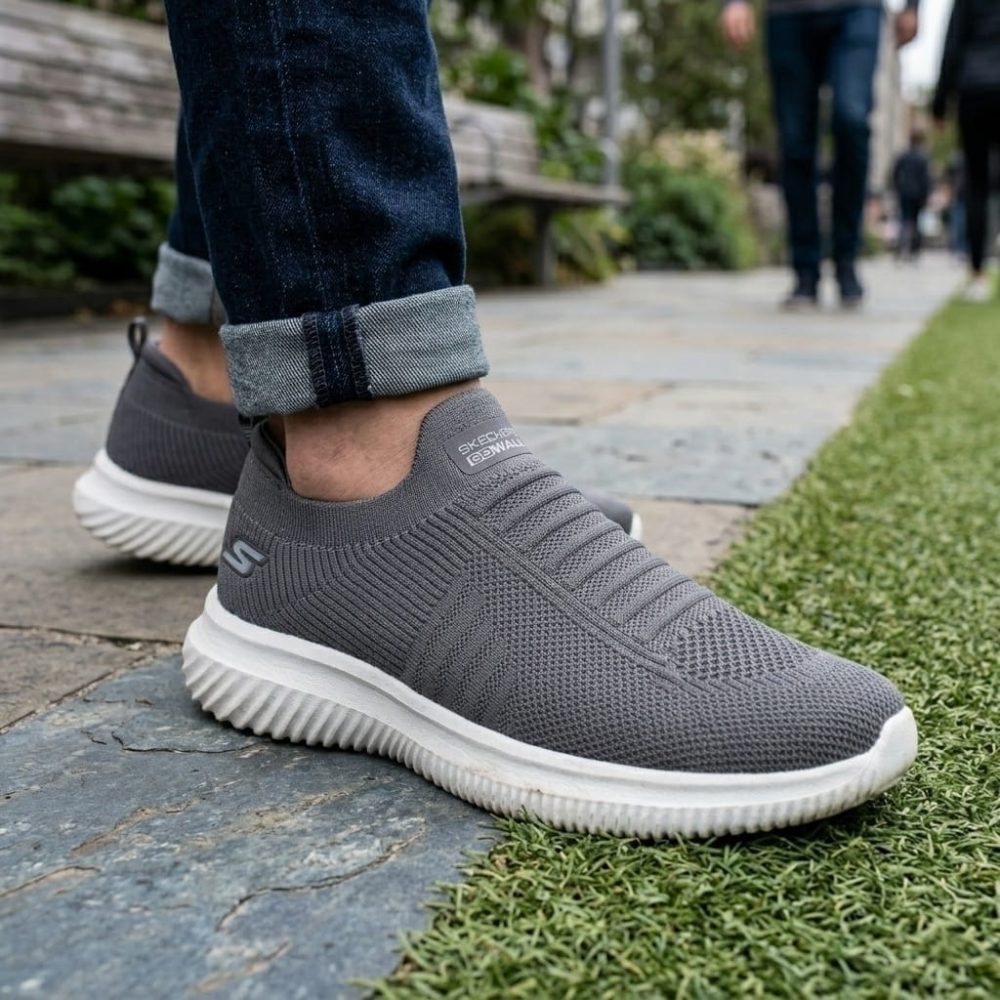 Men's Premium Lightweight Grey Slip-On Sneakers - Image 3