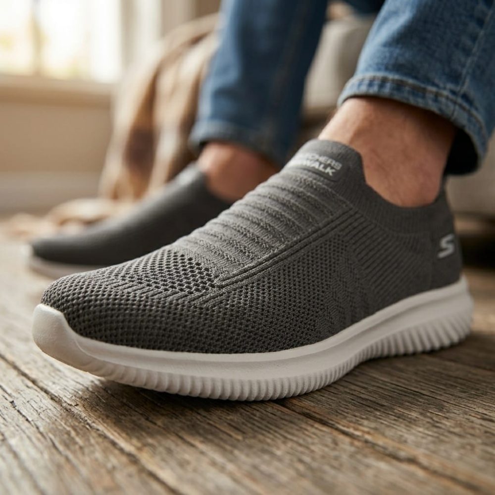 Men's Premium Lightweight Grey Slip-On Sneakers - Image 4