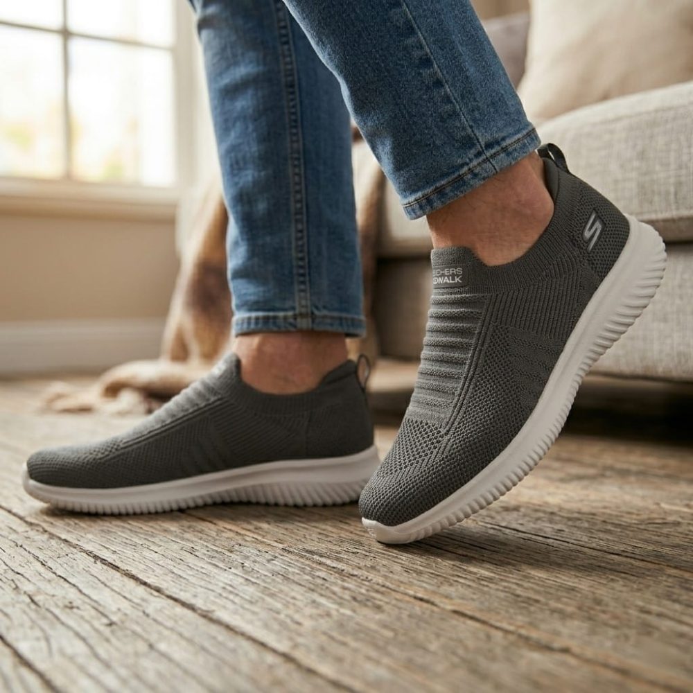 Men's Premium Lightweight Grey Slip-On Sneakers - Image 5