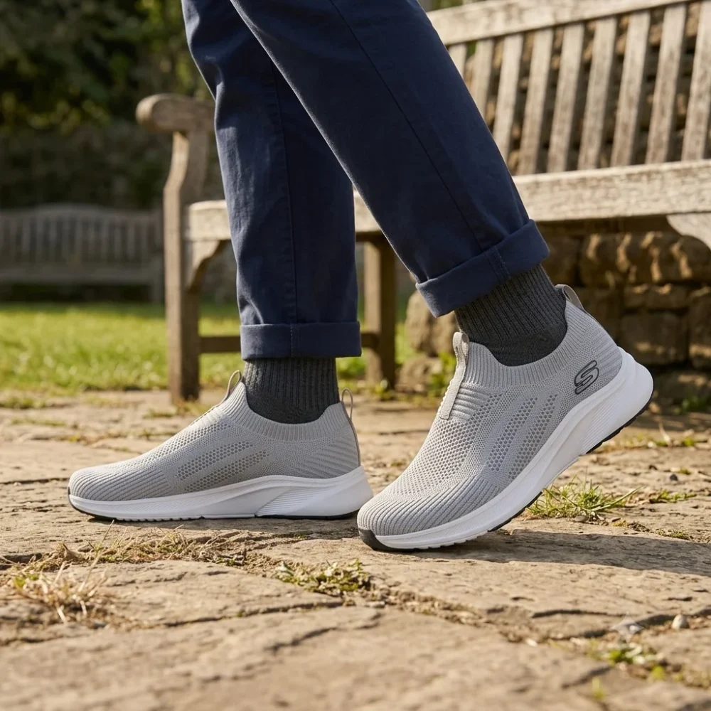 Premium Men's Slip-On Knit Sneakers – Off-White - Image 5