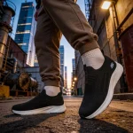 Premium Men's Slip-On Knit Sneakers – Black - Image 3