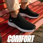 Premium Men's Slip-On Knit Sneakers – Black - Image 5